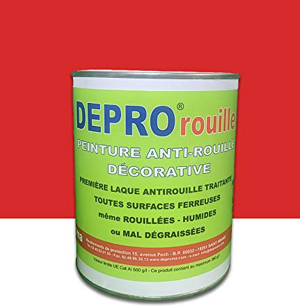 DEPROMA Peinture antirouille pour métal neuf et rouillé - FLAMME - 1KG