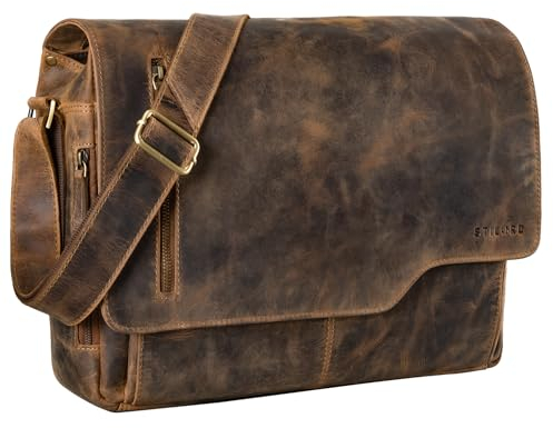 STILORD Ledertasche für Herren braun - Aktentasche mit 15.6 Zoll Laptopfach - Frauen & Männer Business-Tasche für Office, Uni & Büro - Umhängetasche 'Marlon'