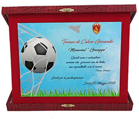 Placa de premio de fútbol personalizada, fabricada en Italia (aluminio)