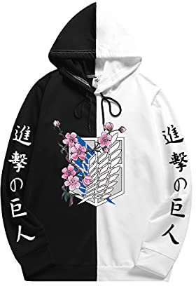 Sybnwnwm Attack on Titan Hoodie Levi Ackerman Pullover Scout Legion Cosplay Hoodies Langarm Sweatshirts Unisex, schwarz c, L