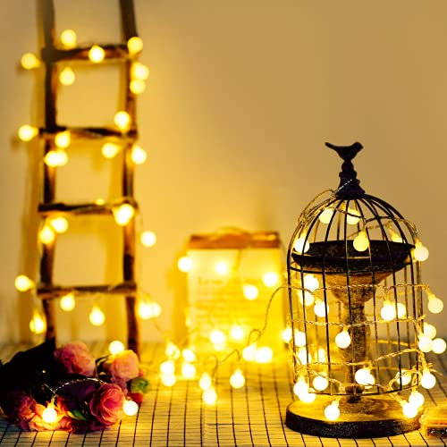 Guirnalda Luces, 6 metros con 40 bombillas, a prueba de agua, Bateria Cargada, luces decorativas de color blanco cálido, ideal para exteriores, interiores, jardines, casas, bodas, Navidad (2 modos)