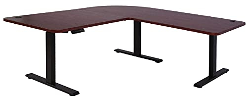 Mendler Eck-Schreibtisch HWC-D40, Computertisch elektrisch höhenverstellbar 178x178cm 84kg MVG - Kirsch-Dekor, schwarz
