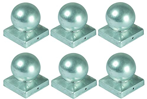 BURI 6 Stück Zaunkappe für Holzpfosten Kugel 70x70mm Pfostenkappe 7x7 aus Metall feuerverzinkt Pfostenkappen Pfostenabdeckung Zaunkappen Abdeckung Abdeckkappen Pfosten Deko Garten Zubehör 6x