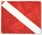 Anley Bandera de Advertencia Diver Down con Poste de Refuerzo extraíble de 20 x 24 Pulgadas, Nailon de Doble Costura, Banderas de Buceo Rojas y Blancas para Buceo, Pesca submarina, apnea