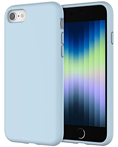 JETech Silikon Hülle für iPhone SE 2022/2020 (3./2. Generation), 4,7 Zoll, Ganzkörperschutz Handyhülle mit Seidig-Weicher Berühren, Stoßfeste Hülle mit Mikrofaser-Futter (Hellblau)