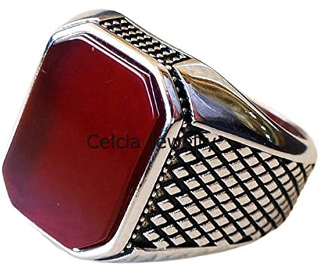 Flacher Ring aus roten Edelstein mit Karneol, wunderschöner handgefertigter Schmuck Männer, aussagekräftiger, zarter Bio Ringe, einzigartiges Geschenk ihn, bestes Vatertagsgeschenk (Karneol)