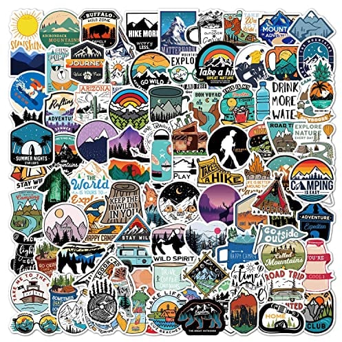 Aufkleber 100 Stück, Outdoor Abenteuer Vinyl Stickers, Vintage Reise Camping im Freien Etiketten Retro Aufkleber für Laptop Skateboard Gepäck Auto Motorrad MacBook iPad und mehr