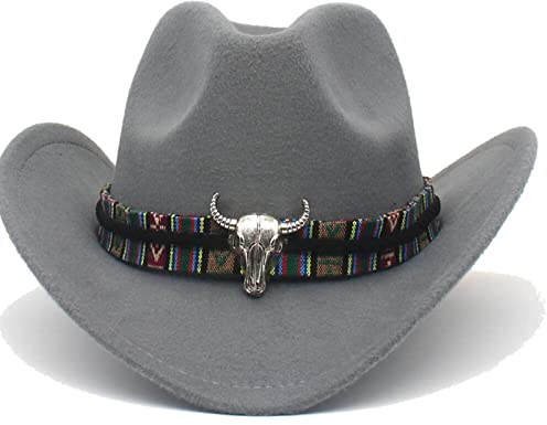 Faringoto Reisehut mit Kuh Stirnband breite Krempe Kirchenhut Krempe Hut Cowboyhut grau, grau, One size