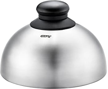 GEFU Burger- und Schmelzglocke BBQ – Edelstahl, Ø 15 cm, ideal zum Schmelzen von Käse, Schongaren und Räuchern, hitzebeständiger Griff, spülmaschinengeeignet