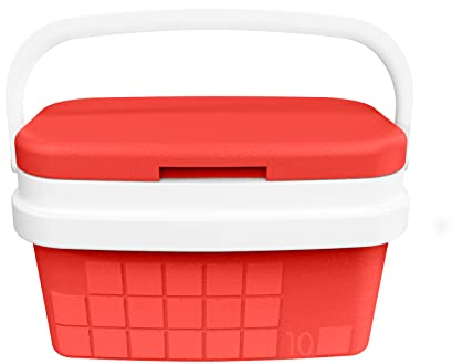 COM-FORT HOUSE - Nevera Portátil con Asa Rígida - Porta Alimentos para Camping, Playa, Acampada - Nevera Color Rojo - Capacidad 10L