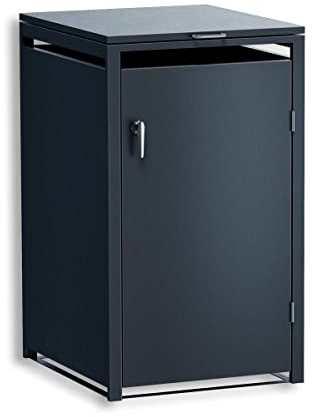 Metzler Mülltonnenbox in Anthrazit RAL7016 für 1 Tonne, Container wetterfest, Tonnenbox, Mülltonnenverkleidung, abschließbar, Gartenbox, Müllbox für Einzeltonne 680 × 1163 × 800 mm