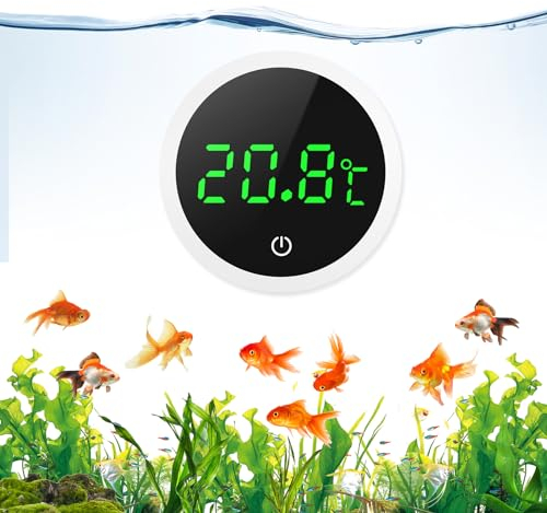 ORIA Aquarium Thermometer, LED Anzeige Digital Temperaturmessgerät Aquarium (℃), Kleben-On Mini Marine Temperatursensor, für Süßwasser, Meerwasser, Reptilien