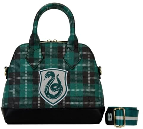 Loungefly Harry Potter Slytherin Patch Varsity Plaid Umhängetasche, Mehrfarbig/Meereswellen (Ocean Tides)