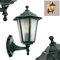 Außenwandleuchte Loria, Wandlampe aufwärts in antikem Look aus Metall/Glas in Schwarz-Grün/Milchglas, Wandleuchte im Landhaus-Stil, Außenleuchte für Terrasse, E27, ohne Leuchtmittel, IP44