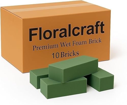 Floralcraft Wet Floral Foam Bricks, Florist Flower Foam Green Blocks Supplies for Flower Arrangement DIY Craft (10 Bricks)