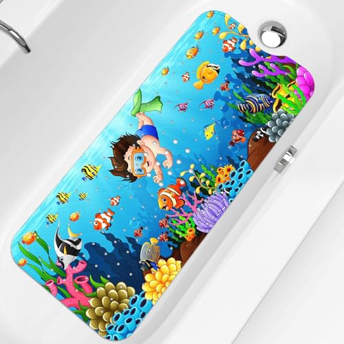 XIYUNTE Badewannenmatte rutschfest Kinder - 100% BPA frei, Extra Komfortabel Antirutschmatte Badewanne Antibakteriell, 100x40cm Baby Duschmatte mit Saugnäpfen & Maschinenwaschbar, Kind