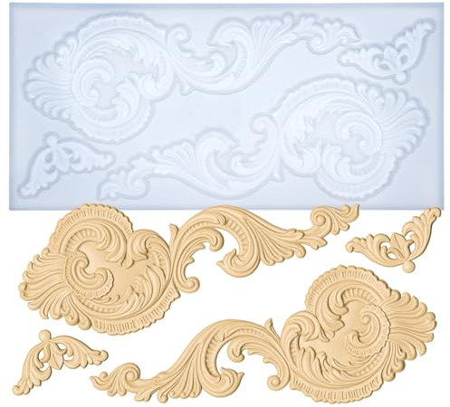 Baroque Moulds for Polyclay Plaster Fondant Cake Dekor Air Dry Clay Epoxy Resin Scrolls