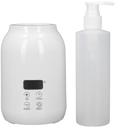 LED Display Massage Oil Warmer, Single Bottle Adjustable Temperature and Timer Lotion Heater Bottle, Portable SPA Professional Electric Lotion Heater with Oil Bottle Dispensers
