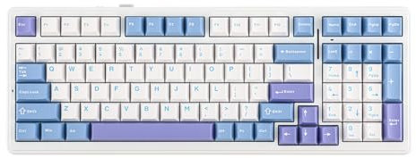 EPOMAKER x AULA F99 Wireless Mechanical Keyboard, Hot Swappable Gasket Custom Gaming Keyboard with Five-Layer Padding, Bluetooth/2.4GHz/USB-C, 8000mAh Battery (White Light Blue, Nimbus V3 Switch)