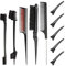 Scettar 5 Stück Sleek Bun Bürste Für Sleek Zopf,sleek bürste with 5 Clips,Styling Kamm HaarbüRste Set und Rattenschwanz Kamm, toupierbürste Set Sleek Zopf Bürste für Friseurin Frauen Kinder(Schwarz)