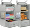 Hanging Storage with 3 Shelves Closet Organiser, 2 Pack Over Door Storage with Hanging Pocket, Foldable Clothes Storage for Wardrobe, Metal Hooks, 2 Removable Hanging Shelves ,For Caravan,Bedroom