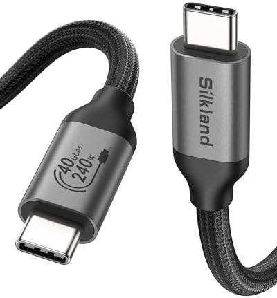 Silkland USB4 Cable con Thunderbolt 4, 40Gbps Cable de Datos USB Tipo C, 8K@60Hz, Cable USB C a USB C Corto 50CM Carga PD3.1 de 240W (48V/5A) para MacBook, PSSD, Dock, iPad Pro
