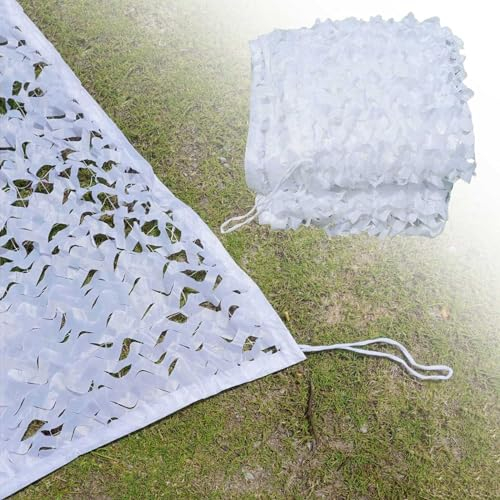 Camouflage Netz Tarnnetz 2x10m,2.5x5m,4.5x6m,5x7m,10x12m,6x6m Bulk Rolle Tarnung Net Camo Sonnenschutznetz Jagd Militär Netz,Weißer(Größe:7x14.0m)