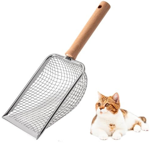 UQMIQURA Pelle Litiere Chat Metal, 5 mm Pelle à Litière pour Chat, Pelle a Litiere Chat, Pelle à Litière pour Chat à Mailles Fines