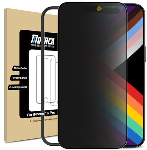 Mothca Matte Privacy Screen Protector for iphone 16 Pro 6.3-Inch (1 Pack), Anti-Spy Anti-Glare matt Tempered Glass, Anti-Fingerprint Shield Smooth & No Dark