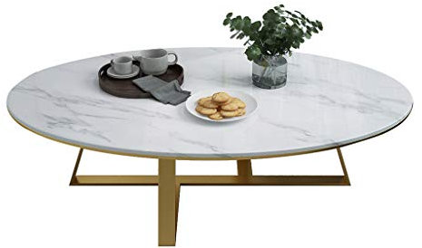 GSKDBCC Couchtisch Marmortisch/Couchtisch, Möbeldekor mit moderner Wirkung, ovaler Beistelltisch für Wohnzimmer, Zuhause und Büro, Goldener Rahmen Chaser of Light
