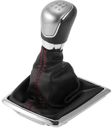 TUCKBOLD Pomo De Palanca De Cambios Manual De 5 Velocidades Con Cubierta para Ford Focus 2 Mk2 | De Caja De Cambios Negro Plateado De Plástico Y Cuero Sintético 1 Pc.
