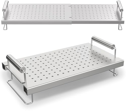 Grillrost für Blackstone 43,2 cm, 55,9 cm, 71,1 cm, 91,4 cm, flache Grillplatte, verstellbares Universal-Edelstahl-Grillrost für Weber, für Charbroil und Campingkoch, Warmhalterost, Zubehör, 38,1 cm