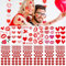 Herz Sticker Gesicht, 10 Stück Gesichtstattoo Karneval, Love Face Temporäre Tattoos, Rote Lippen Aufkleber Gesicht Karneval, Glitzer Face Art Sticker für Karneval, Halloween, Mottoparty