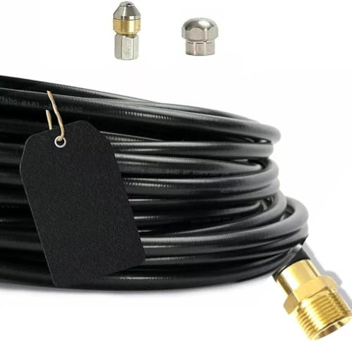 M&M Smartek Rohrreinigungsschlauch für Kränzle M22 AG Set u.a. mit 3 Düsen Kanalratte Hochdruckschlauch flexible Reinigung Rohrreinigungsset (Rotierende & starre Düse, 10 Meter)