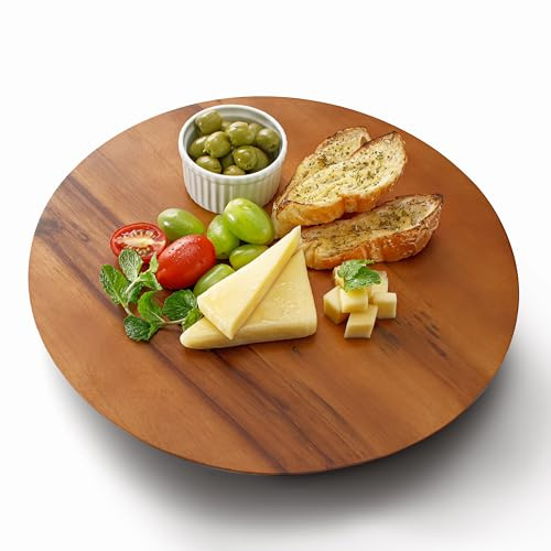Tidita 13 Acacia Lazy Susan Organizer for Table - Wooden Lazy Susan Turntable - Wood Kitchen Turntable Storage Food for Cheese Boards, Pantry, Fridge, Countertop (Acacia Wood, 13 Inch)