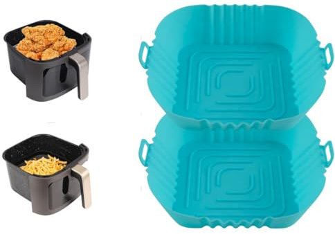 Donda's House® Pack 2 Ud de Molde silicona freidora de aire. Moldes de colores para Air Fryer. Molde silicona sin BPA. (Azul)