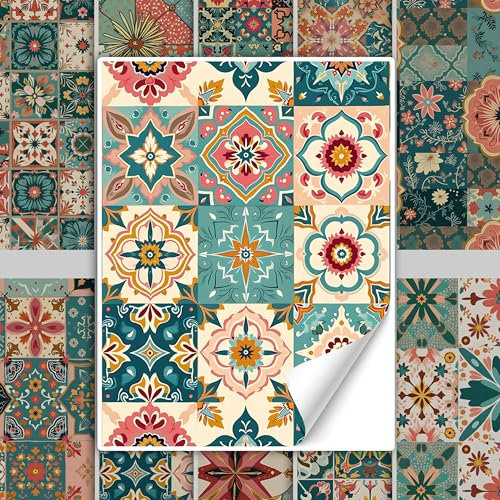 GRAZDesign Wasserfeste Fliesenaufkleber orientalisch Bad und Küche, Klebefliesen selbstklebend, Muster marokkanisch - 15x20cm / 40 Stück