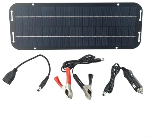 UTTASU Panneau solaire 60 W 12 V Chargeur de batterie Kit de charge à lacet cellules monocristallines 15-18 % d'efficacité IP65 étanche avec ventouses pour voiture, caravane, van, bateau Noir