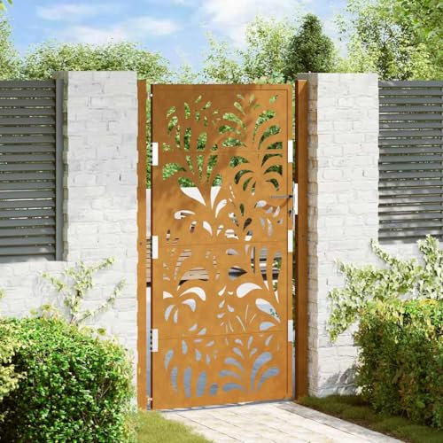 Fasba Gartentor 105x180 cm Wetterfester Stahl Wellen-Design, Zauntor, Outdoor Tor, Eisentor, Sicherheitstor, Einfahrtstor Metall Zauntor