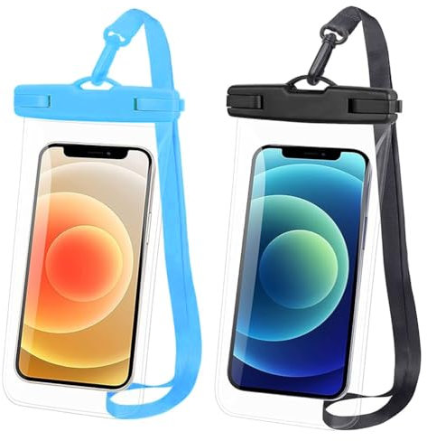 JchEnye 2 Sacs pour téléphone Portable étanches, Housses universelles pour téléphone Portable sous l'eau, compatibles avec iPhone 14, 13, 13, 13, 12, 11 Pro, XR, X, SE, et Samsung Galaxy S22.