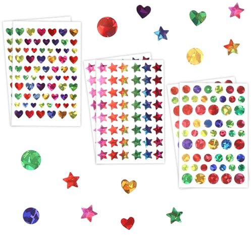 1710 Stück Glitzer Herz Sterne Rund Aufkleber Farbe,Bunt Belohnung Aufkleber,Glitzer Sticker Selbstklebend für Kinder Belohnungssticker DIY Kalende Handwerk Scrapbooking
