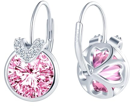 CONILOK Zirkonia mit Buchstabe Ohrringe Silber 925 Hängend,Hypoallergen Damen Ohrringe mit Rund CZ Anhänger,Creolen Baumeln Ohrringe für Frauen Freundin Mama,Glänzende Ohrhänger für Braut Hochzeit