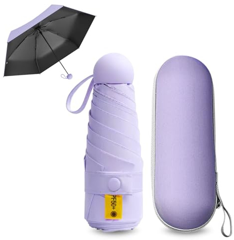 FANSEZQ Ombrello Portatile Antivento e UV, Ombrello da Viaggio Ultraleggero e Compatto, Impermeabile - per Escursioni, Campeggio, Uomo e Donna (Viola)