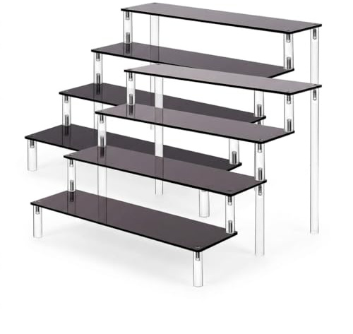 STARVAST 2 Stück Acryl Display Ständer Schwarz, 4-Tier Cupcake Stand & Parfum Organizer Herren, 4mm Extra Dicke Regal für Funko Pop Figuren, Parfum Halter & Shot Glass Display, 30x26x20cm