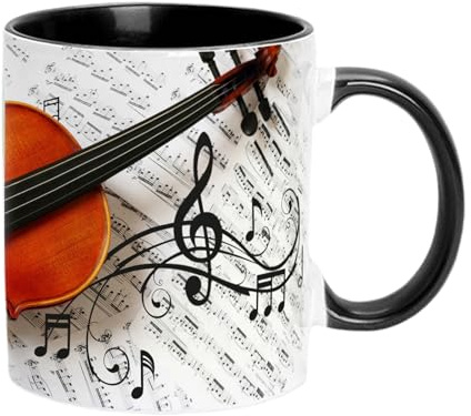 Uitseld Guitar Coffee Mug, Coffee Travel Mug Guitar Cup, Desk Decor Tea Funny Drinking Cup, Guitars Piano Violin Cups, Ceramic Birthday