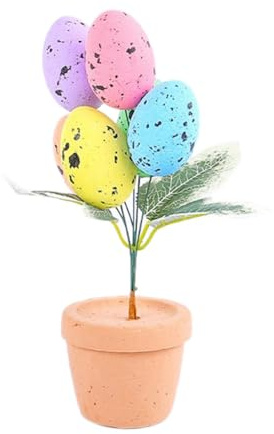 Bosiyrggrl Easter Day Colourful Eggs Potting Speckled Eggs Bonsai Easter Desktop Ornaments Decor for Home 2024 Easy Install Style 4, 1PCS
