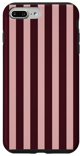 Burgundy and Pink Stripes Vertical Stripe Aesthetic Trendy Case for iPhone 7 Plus/8 Plus