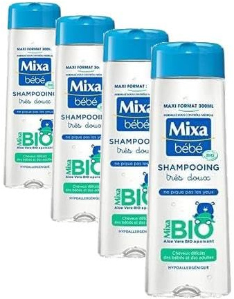 Mixa Bébé Shampooing Très doux Bio 300ml (Lot de 4)