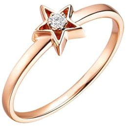 Ring Gold 750 Damen, Eternity Ring Weiß Diamant Ehering 18 Karat Roségold Größe 45 (14.3)