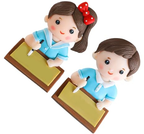 2 Stück Cupcake Topper zum Schulanfang aus Polymerlehm Jungen und Mädchenmotiv für Schulparty und Kinderzimmerdeko